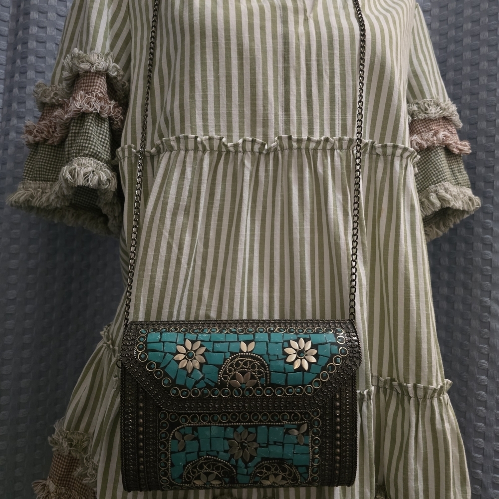 Turquoise Mosaic Crossbody Bag